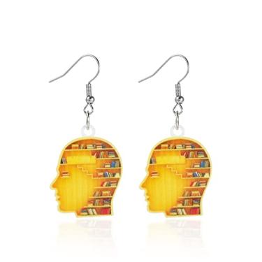 Imagem de Brincos de acrílico engraçados para amantes de livros de biblioteca, biblioteca, coleção de livros, estante de livros para mulheres e meninas, joias leves, Acrílico, acrílico