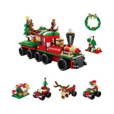 Imagem de Kit De Blocos De Montar Tema Natalino DIY 8 Em 1 Com Luzes, Trenzinho 