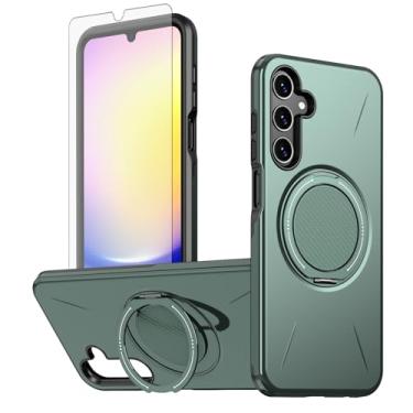Imagem de Asuwish Capa de celular para Samsung Galaxy A15 5G/4G capa magnética com protetor de tela de vidro temperado e silicone protetor à prova de choque híbrido suporte anel rígido A 15 G5 15A feminino