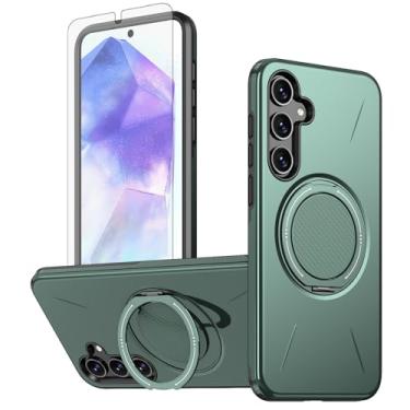 Imagem de Asuwish Capa de celular para Samsung Galaxy A55 5G capa magnética com protetor de tela de vidro temperado e silicone protetor à prova de choque híbrido suporte anel rígido A 55 55A A555G mulheres