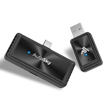 Imagem de AutoSky Mirror-Link AIR PRO (AMS-2PRO) Adaptador de espelhamento de tela sem fio para CarPlay com fio, telefone USB-C necessário, compatível com DisplayPort (DP-Alt), transmita aplicativos sem fio