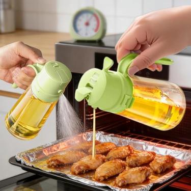 Imagem de Frasco dispensador de óleo de 470 ml com bico de abertura lateral, recipiente de spray de cozinha com alça para molho de soja e vinagre de azeite