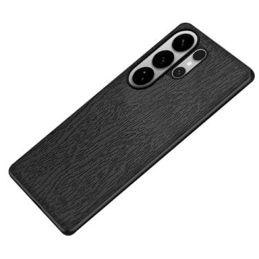 Imagem de LTLMYDAM Capa fina para Samsung Galaxy S26 Ultra/S26 Plus/S26, capa vintage de couro de grão de madeira para homens e mulheres, capa à prova de impressões digitais, preta, S26