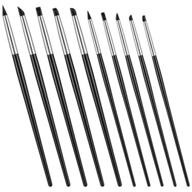 Imagem de Classicseali 10 pincéis de silicone para artesanato, pincéis de silicone duráveis para resina, ferramentas flexíveis de escultura de argila, ferramentas de escultura de silicone de superfície lisa