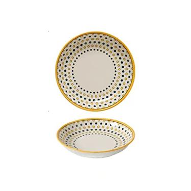 Imagem de Pratos de cerâmica disco doméstico prato de jantar cozinha talheres redondos vintage sobremesa prato de jantar simples pacote único pacote com quatro pratos de jantar (D)