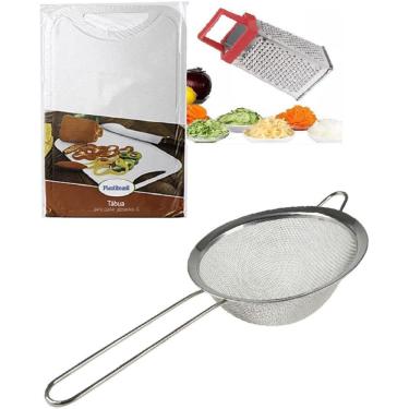 Imagem de Kit Peneira 18Cm Tabua 31X21Cm Ralador 15X7