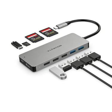 Imagem de LENTION Hub USB C com leitor de cartão de 3 ranhuras, 4K HDMI, USB 3.0, USB 2.0, Dados Tipo C/Carregamento Compatível 2022-2016 MacBook Pro, Novo Mac Air/Surface, Adaptador Certificado de Driver estável (CB-C19, Cinza Espacial)