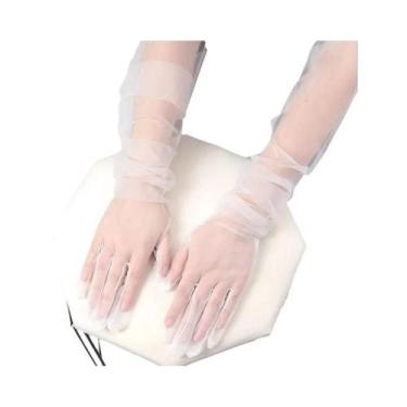 Imagem de Luvas Longas De Tule Transparente Pretas E Brancas, Respiráveis, De Ma