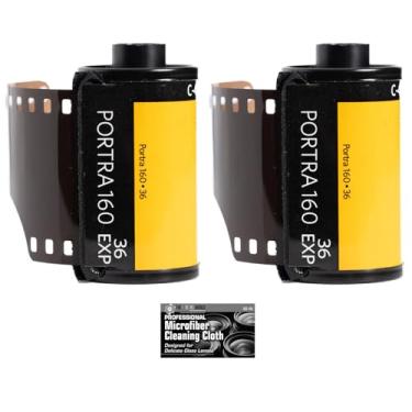 Imagem de Kodak Professional Portra Filme negativo de 160 cores (filme de rolo de 35 mm, 36 exposições) Pacote com 2 com pano de limpeza