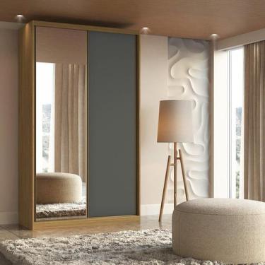 Imagem de Guarda Roupa Solteiro 100% 2 Portas 1 Espelho 138cm - Belmax