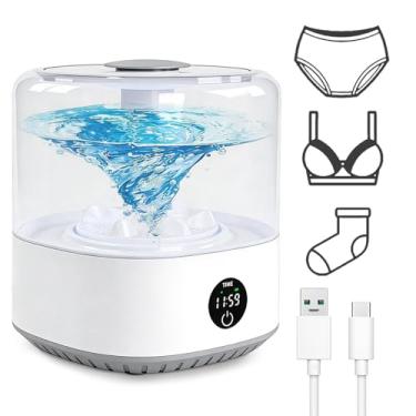 Imagem de ORMOS Mini lavadora sem fio recarregável por USB, portátil, 3L para roupas íntimas, meias e roupas íntimas, design silencioso, compacta para dormitório, viagens e espaços pequenos
