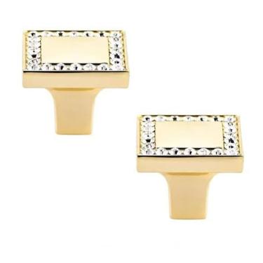 Imagem de JGHITROME Puxadores de gaveta de cristal de strass, puxador de gaveta estilo europeu 2 peças de puxador de cristal de strass, puxador dourado estilo europeu, puxadores de porta de móveis, puxador de