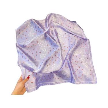 Imagem de Lenço De Seda Feminino 70x70cm Com Estampa Paisley, Xale Quadrado De L