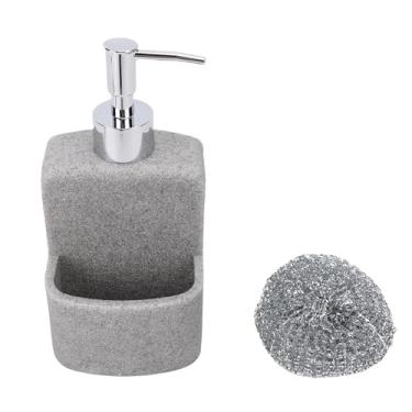 Imagem de Housewares Dispensador de sabão líquido 2 em 1 de alta capacidade com suporte resistente para pia de cozinha, bancada, design moderno e elegante, 250 ml