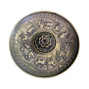 Imagem de Queimador De Incenso De Metal De 10cm Com Design De Fênix E Dragão Par