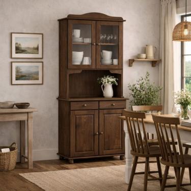 Imagem de Cristaleira em Madeira Maciça Armário Cozinha Rústica Balcão