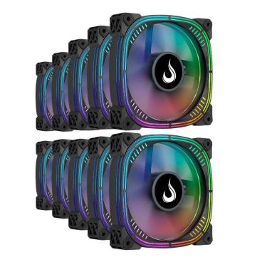 Imagem de Kit 10 Fans Rise Mode Aura Pro ARGB 120mm C/ Controladora - RM-AUB-02-ARGB