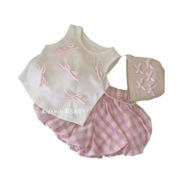 Imagem de Conjunto Boutique De 2 Peças Para Meninas: Colete Sem Mangas Com Laço 