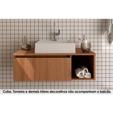 Imagem de Balcão P- Banheiro Suspenso Bn3601 1 Porta Cor Amêndoa - Tecno Mobili