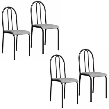 Imagem de Kit 4 Cadeiras 544 Sala Jantar Cozinha Pés Aço Tubular Cinza Preto