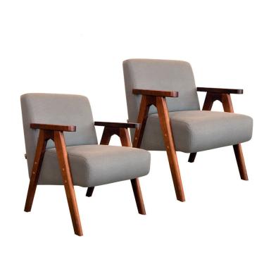 Imagem de Kit 2 Poltronas America em Madeira Eucalipto Movellu Home