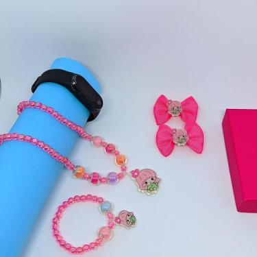 Imagem de Kit Relógios Infantil Meninas Silicone Esportivo + Conjunto Colar Puls