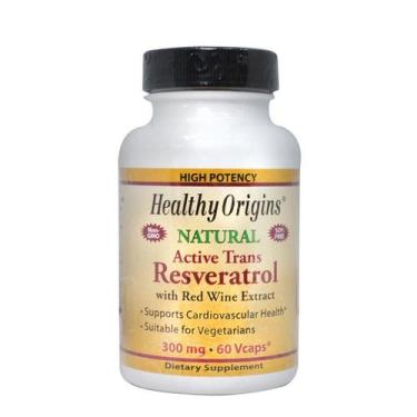 Imagem de Resveratrol 300mg Extrato de Vinho 60Vcaps - Healthy Origins, Suplemen