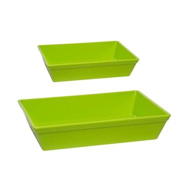 Imagem de Kit Travessa Stillo Vemplast 2 Peças P+G Polipropileno Verde