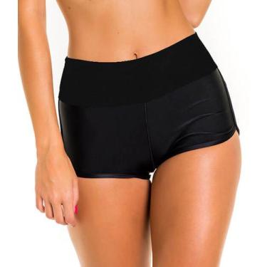 Imagem de Calcinha De Biquíni Shortinho Preto Cintura Alta Uv50+ Kalini Beachwea