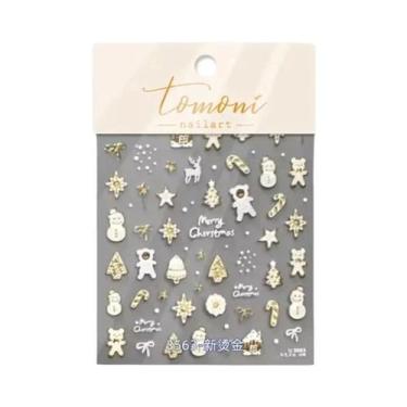 Imagem de Adesivos De Unha De Natal Com Floco De Neve Rosa, Decalques De Unha 5D