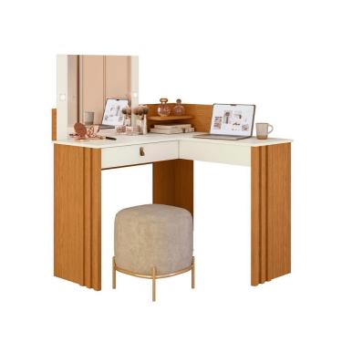 Imagem de Penteadeira Camarim De Canto Glow Com 1 Gaveta Espelho e LED