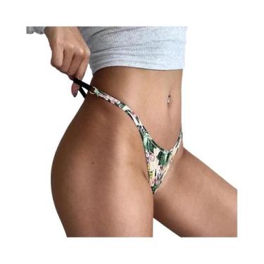 Imagem de Calcinhas Tanga De Cintura Baixa Com Estampa De Leopardo Para Mulheres