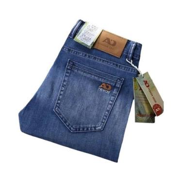 Imagem de Calças Jeans Masculinas Casuais Com Stretch, Clássicas E Modernas, Azu