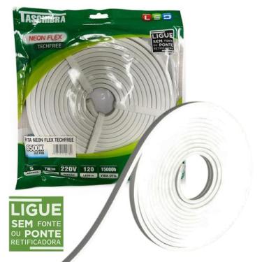 Imagem de Fita Led Neon Flex 5 Metros 7W/M 120 Leds Branca 6500K 220V - TASCHIBR