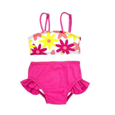 Imagem de Biquíni Top Faixa Estampada + Calcinha Lisa - Catarinense, Floral rosa