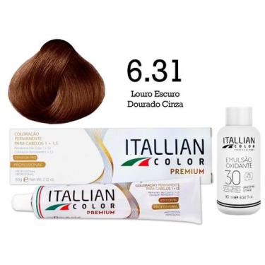 Imagem de Kit Coloração Itallian Color 6.31 Louro Escuro Dourado Cinza + Oxi 30