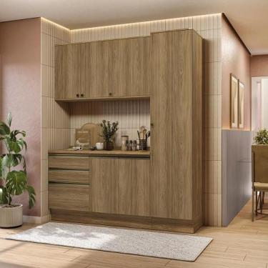 Imagem de Armário de Cozinha Compacta 100% MDF 190cm Nogueira Celeste Kappesberg
