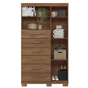 Imagem de Cômoda de Madeira 6 Gavetas 1 Porta com Pés Marabá Santos Andirá Jatob