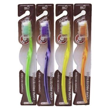 Imagem de Escova de Dentes 19Cm Média Adulto c/ Capa Cerdas Ponta Polidas e Cabo