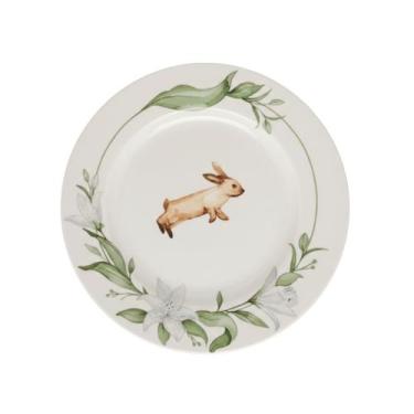 Imagem de Prato sobremesa de coelho 19 cm páscoa porcelana tok da casa