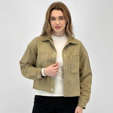 Imagem de Camisa Pacific Blue Cropped Suede Manga Longa Feminina-Feminino