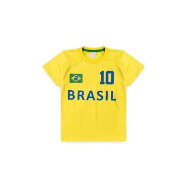 Imagem de Camiseta Brasil 10 Infantil Unissex Amarelo Copa Do Mundo - Molekada, 