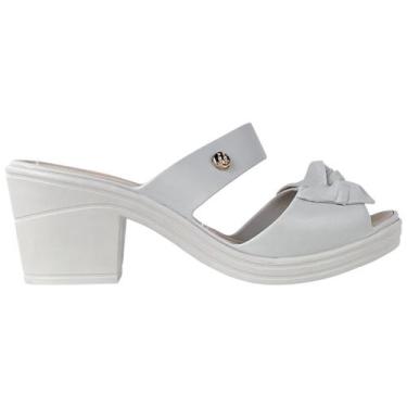 Imagem de Tamanco Feminino Basic Laço Plataforma Salto Baixo Miss Miss, Off whit