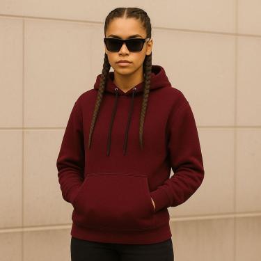 Imagem de Moletom Blusa de Frio Feminina Flanelada Canguro Com Capus-Feminino