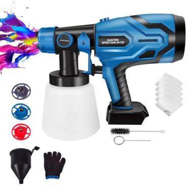 Imagem de Alozfen Pulverizador De Tinta Sem Fio, Pistola Elétrica Alta Potência 1000 W, Fácil Limpar Para Móveis, Motor Escovas, Bateria Hvlp Mak*Itta, Pintura Residencial (Bateria Não Incluída)