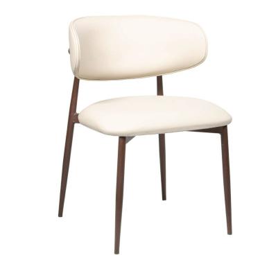 Imagem de Cadeira Jantar Confortável para Sala e Espaço Gourmet Luxo Decorativo Navy Aço Corten / Sintético Premium Bege