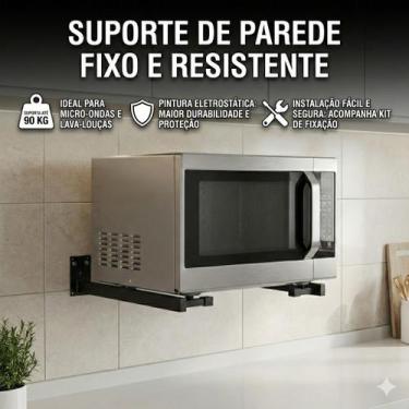 Imagem de Suporte de parede multi uso para microondas mini geladeira adegas lava