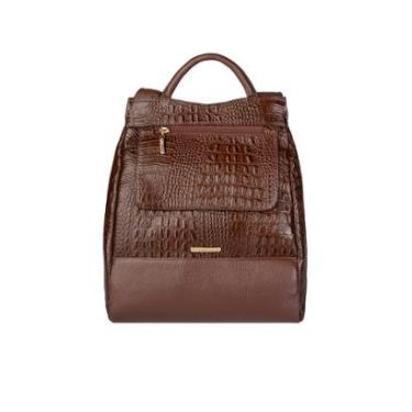 Imagem de Mochila pequena antifurto couro croco Susan-Feminino