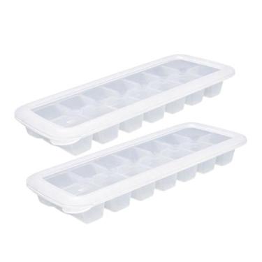 Imagem de Kit Forma De Gelo Com Tampa 14 Cubos Empilhável Solta Fácil - - Panamb