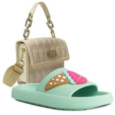 Imagem de Kit Bolsa Chinelo Infantil Sandalia Papete Nuvem Slide K23-Feminino
